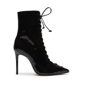 SCHUTZ Lace-up detailing Anaiya Patent Leather Bootie (size 8)